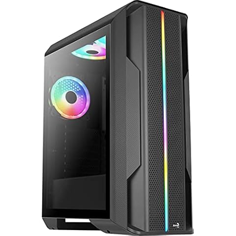 Aerocool Splinter Duo, ARGB ATX Mid Tower Case, 3 x Duo 12 ARGB Fans, ARGB Front Panel, Black Cover