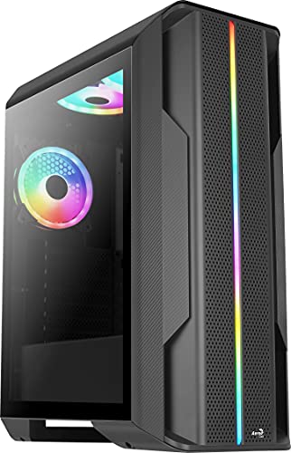 Aerocool Splinter Duo, Argb Atx Mid Tower Case, 3 X Duo 12 Argb Fans, Argb Front Panel, Black