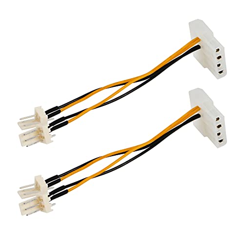 PNGKNYOCN Lot de 2 câbles d'alimentation pour ventilateur 3 broches vers Molex 4 broches Molex/IDE vers 3 broches
