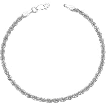 925 Sterling Silver Rope Bracelets 2/3/5mm Silver/Gold Plated Bracelets for Women Rope Chain Bracelet for Men 6.5-9 Inches