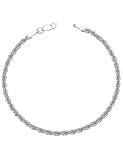 ASDULL 925 Sterling Silver Rope Bracelets 3mm Silver Bracelets for women Rope Chain Bracelet for men