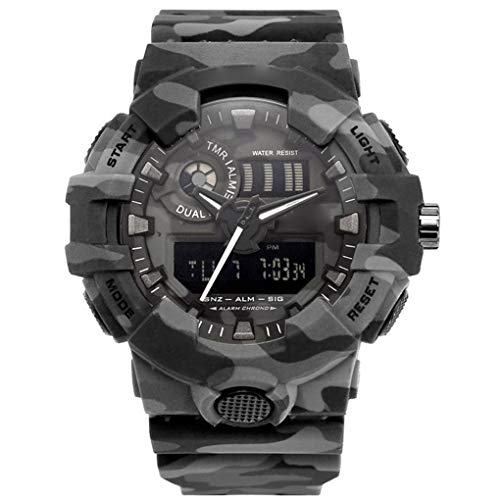 forbestest LED hombres de los deportes Camuflaje de múltiples funciones del reloj digital de gran tamaño 50M Dial reloj de pulsera impermeable al aire libre