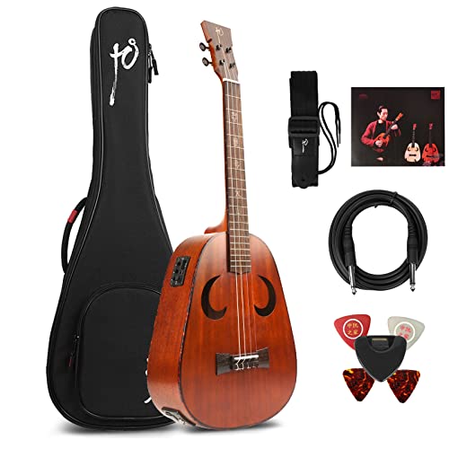 Joeducure Chinese Acoustic Guitar National Musical Instruments 4 Strings Plucked Instruments Travel Portable Guitar Four String Guitar Chinese Kong Qin Lightweight For Olders 30"Mahogany Brown #TOP12