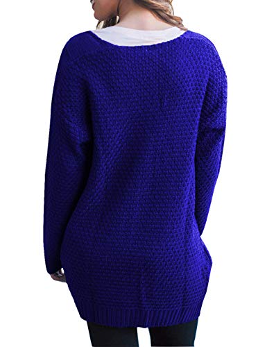 Traleubie Women's Sweaters Open Front Long Sleeve Knit Long Cardigan Royal Blue Xl #TOP2