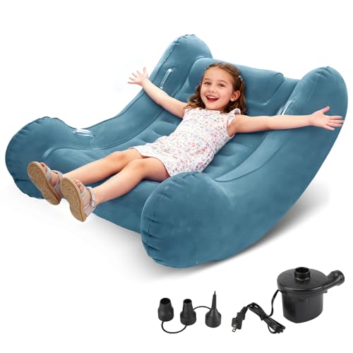 Toggloo Sensory Rocker Chair for Kids, 55” x 55” x 46” Air Cloud Rocker, Inflatable Sensory Chair for Autistic ADHD Child, Indoor/Outdoor Toddler Rocking Chair-Includes Air Pump and Repair Kit