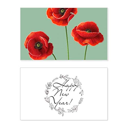 Tarjeta de Año Nuevo Art Painting con amapolas rojas para felicitaciones