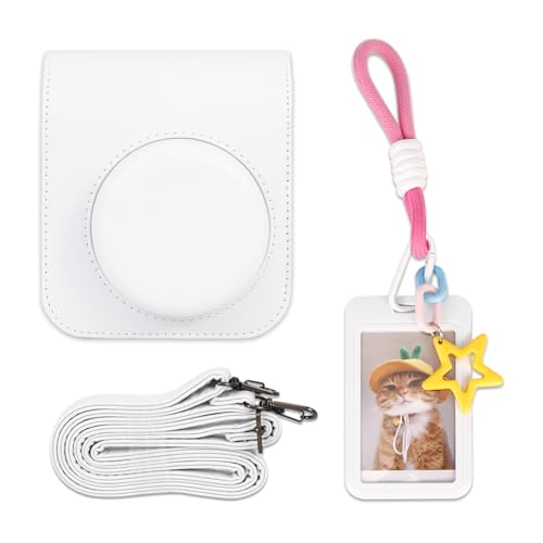 Funda para cámara Fujifilm Mini 12 de cuero PU blanco