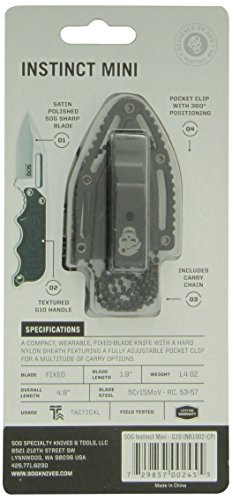 Sog Instinct Mini Small Fixed Blade Knife- 8.75 Inch X 1 Inch X 4 Inch Full Tang Adjustable Clip Belt Or Boot Knife With Tactical Knife Sheath And Neck Knife Lanyard (Nb1002-Cp) #TOP7