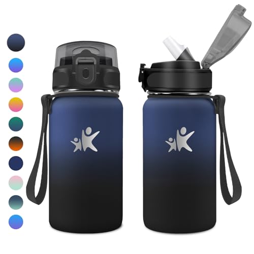 KollyKolla Thermoskanne 500ml, Thermosflasche mit Strohhalm, Trinkflasche Kohlensäure Geeignet, Vakuum Edelstahl Trinkflasche, Isolierflasche BPA-Frei, Wasserflasche für Kinder, Schule, Camping