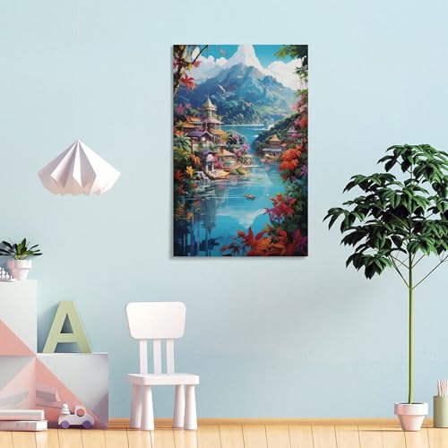 Tableau impression sur toile baie de vacances de 40x60 cm pour decoration murale