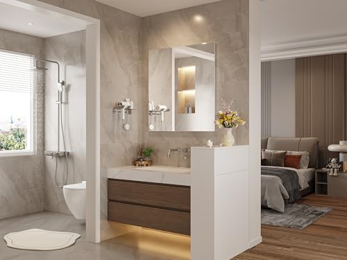Brauthon Frameless Mirror for Bathroom, 30"x36" Frameless Bathroom Mirrors for Over Sink, Bathroom Vanity Rectangle Mirror with Tempered Glass, Bathroom Mirror for Living Room, Bedroom, Entryway by Brauthon - Used condition - Image 7