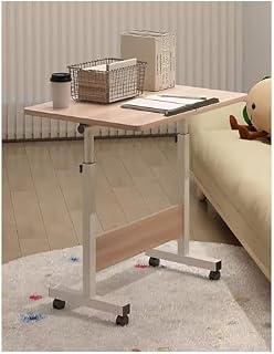 Escritorio de pie con Altura Ajustable, Mesa Auxiliar Ajustable, Mesa Auxiliar en Forma de C, Escritorio Auxiliar para sofá, Estaciones de Trabajo para Oficina en casa (Color: marrón, tamaño