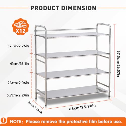 Étagère à chaussures gain de place empilable et modulable en métal inox