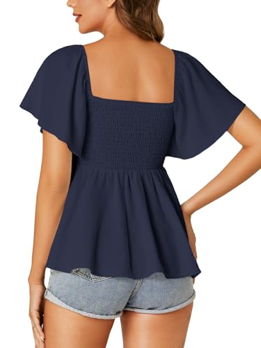 Image of LYANER Women's Square Neck Cute Peplum Top