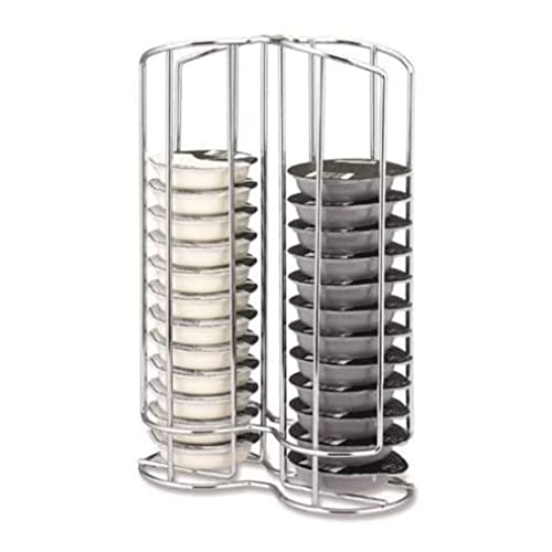 Fackelmann 20991 Distributeur de capsules Tassimo, porte capsules de café, distributeur de capsules à café, porte capsules de café Tassimo, Fil chromé, Argenté, 28,7 cm