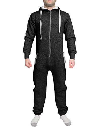 shelikes Unisex Plain Onesie | Men & Women All-in-one Lounge-wear Charcoal