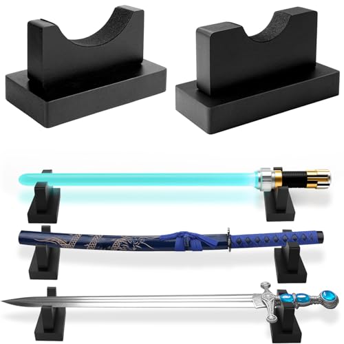 Soporte de espada para sable de luz, Katana y espadas medievales, soporte de bambú ajustable con pantalla acolchada de terciopelo para espada Samurai Wakizashi Tanto Genji, decoración de escritorio
