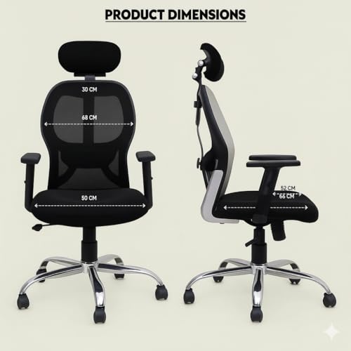 Image of Lakdi The Furniture Ergonomic High Back Office Chair with Adjustable Height, Mesh Back, Lumbar Support, Armrest & Tilt Lock - Comfortable Swivel & ExecutiveChair for Home & Office Work- SSL-886