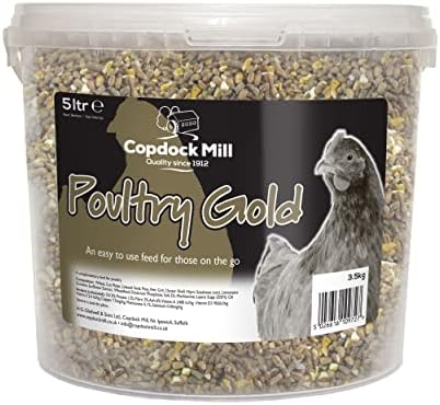 Copdock Mill Range Poultry Gold Feed 5 Litre Tub  Poultry Food for Chickens and Adult and Laying Poultry, Ducks, Geese, Bantams  100% Natural