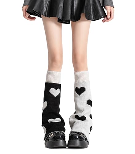 Image of WODECASA Girls Kawaii Leg Warmers Knitted Flared Leg Sleeves Goth Crochet Baggy Cuff Ankle Heap Socks