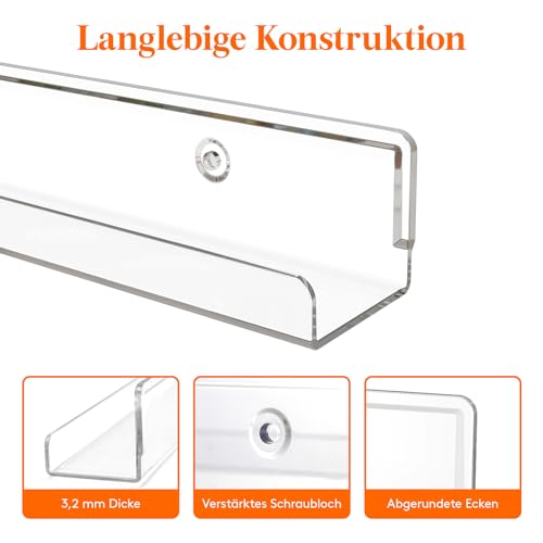 Lifewit 6 Pack Wandregal Schmal, 30.4 cm Hängeregal Schweberegal für Schallplatten Bilder, Kunststoff Bilderleiste, Bücherregal Wand, Wanddeko Wandhalterung für Küche Schlafzimmer Kinderzimmer Büro