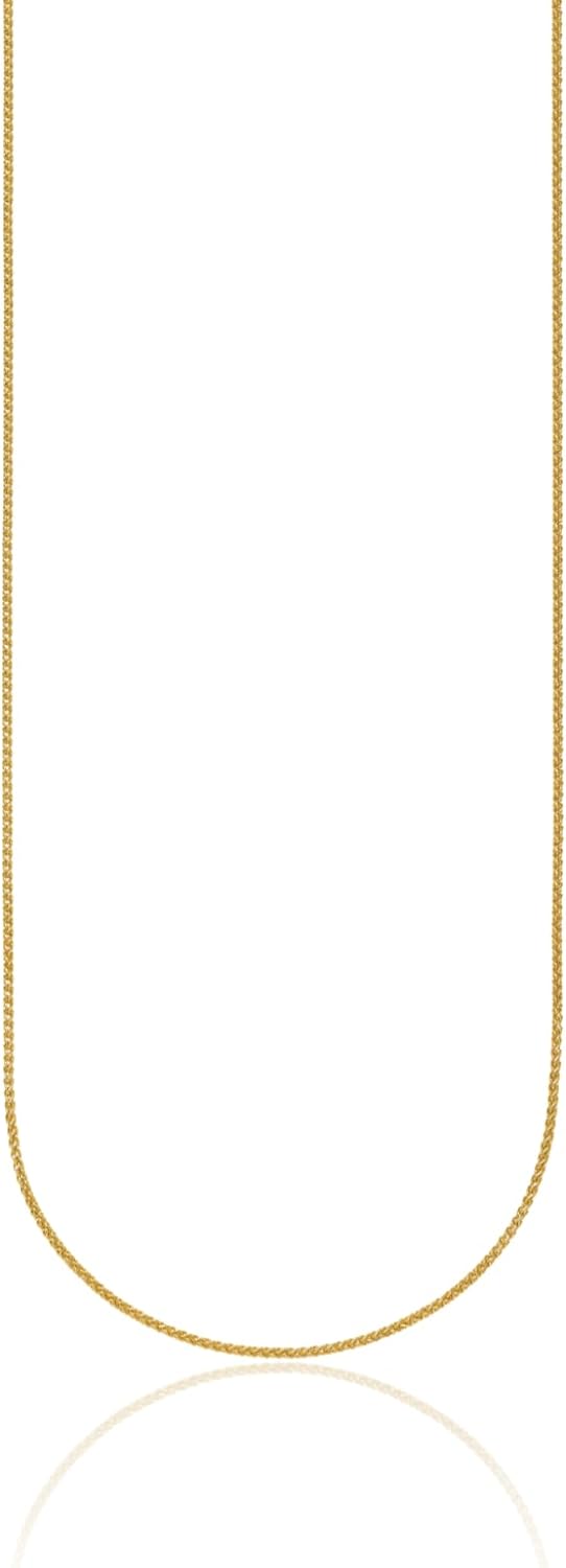IceCarats 18K Solid Yellow Gold 1.1mm Dainty Wheat Chain Necklace 16 inch Polished for her