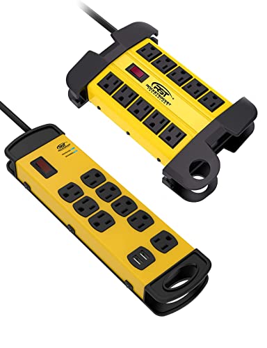 CRST 8-Outlet Heavy Duty Power Strip Sure Protector with 2-USB Ports & 10-Outlet Metal Surge Protector Power Strip