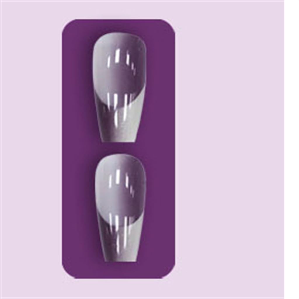 Two-colour Gradient Long Translucent Whitening Wearable Removable False Nail Clips
