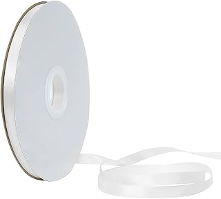 両面サテンリボン 幅6mm 長さ91m ちょう結び リボン 無地 光沢ある 手芸用品 アクセサリーパーツ 手作り ハンドメイド DIY ラッピング 髪飾り イアリング などのDIYに (ホワイト)