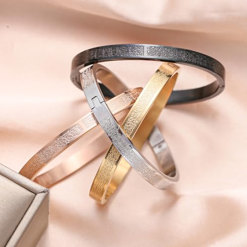 AYATUL KURSI Islamic Jewelry Bracelets Stainless Steel Openable Bangles Arabic Calligraphy Islamic Faith Gifts Messager Islamic Calligraphy Muslim Men Jewelry Bracelets Gift for Women2