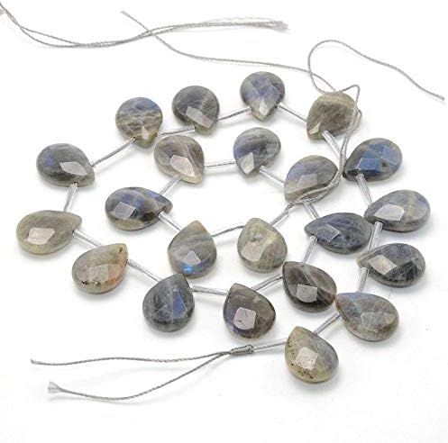 Labradorite Teardrop Beads, Natural Gemstone Beads, Blue Flash Labradorite Faceted Beads 13x18mm