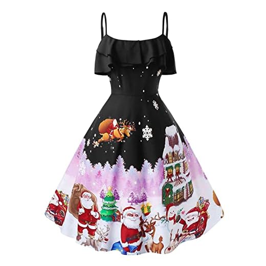 Jul kostym klänningar för kvinnor, mode kvinnor god jul snögubbe snöflinga tryck camis ärmlös klänning