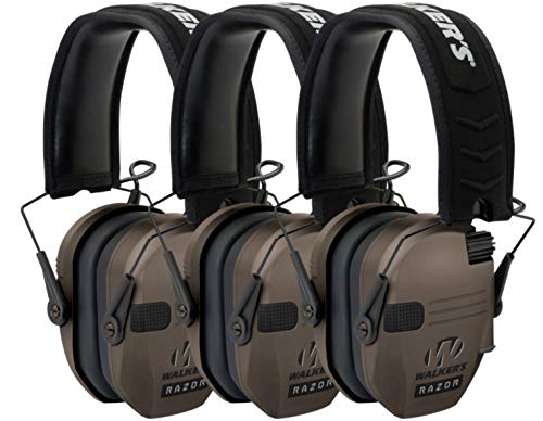 Walker s Razor Slim Electronic Shooting Muffs 3-Pack Bundle, Flat Dark Earth FDE (3 Items)