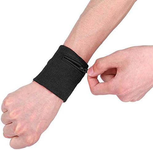 Sports Wristband, Zipper Workout Wallet Gym Wrist Bag Breathable Pocket Sweatband Wrist Wallet for Running Cycling Sports Coin Keys Storage