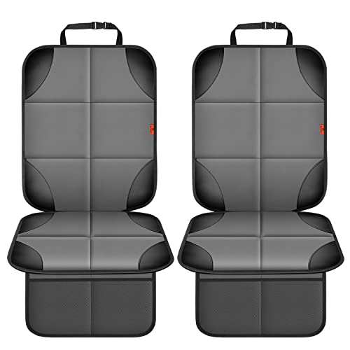 Image of XHYANG Car Seat Protector 1 Pack Car Seat Cushion Mat Thickest Padding,Waterproof 600D Fabric Car Seat Covers for Non-Slip Backing Mesh Pockets for Baby and Pet (Gray, 2 Pcs)