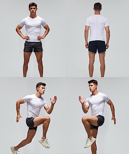 Smatstyle Compressie Sport korte mouwen T-shirt voor Heren loopshirt functioneel Compressieshirt atletische Basketbal Tight Top voor Training Fitness (as3, alpha, m, regular, regular, Zwart