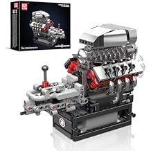 Mould King 10225 V8 Engine Model kit That Runs- Build Your Own STEM V8 Model Engine with Transmission, 8-Cylinder Car Engine kit Building Engineering Toys for Adults Collections 855+PCS