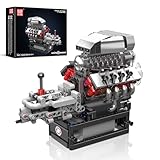 Mould King 10225 V8 Engine Model kit That Runs- Build Your Own STEM V8 Model Engine with Transmission, 8-Cylinder Car Engine kit Building Engineering Toys for Adults Collections (855+PCS)