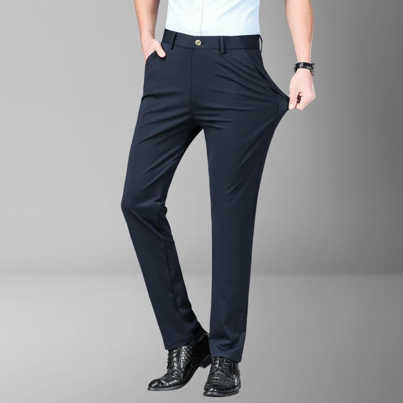 Men's Spring Summer Thin Ice Silk Drape Simple Wrinkle-Free Elastic Casual Pants2
