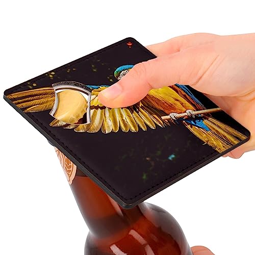 Sous verre décapsuleur perroquet jaune bleu idée cadeau