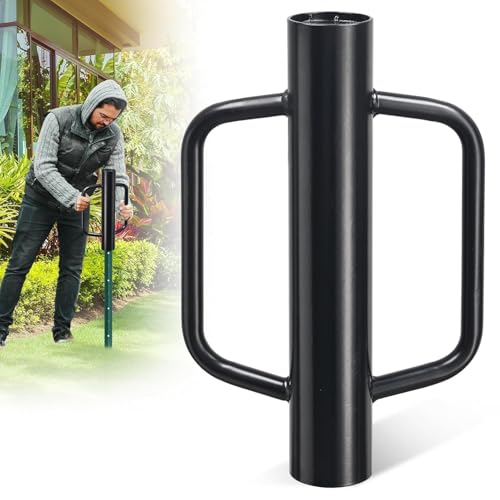P-Post-Treiber Zaunpfostenramme, 43cm T-Pfostentreiber mit Griffen, Hochleistungs-Zaunpfostentreiber, Pfostenstampfer, Zaunpfostenramme für T-Pfosten, U-Kanal, Metallpfosten