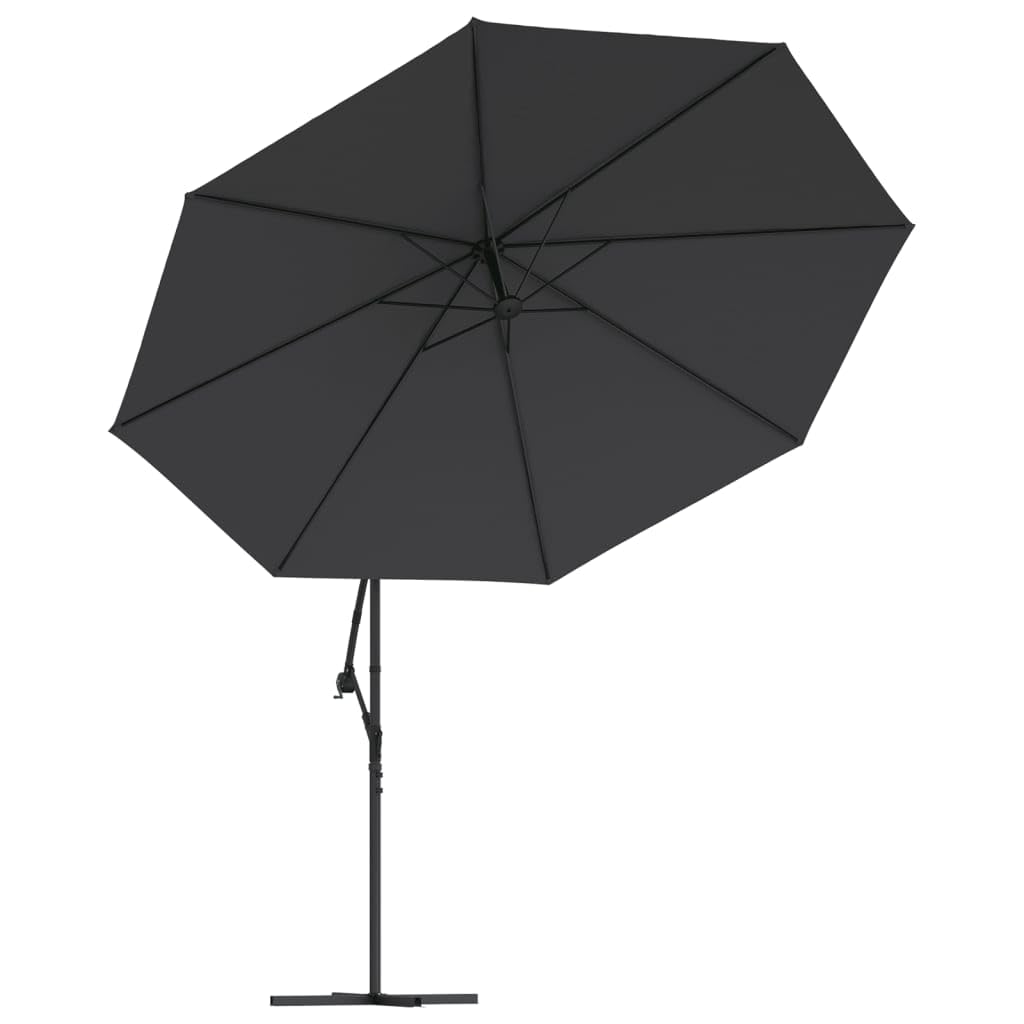 Parasol przeciwsłoneczny 3,5 m, zielony, z odpornego na promieniowanie UV poliestru z korbą, odporna na wiatr konstrukcja wspornikowa, żebra, otwór wentylacyjny do ogrodu, na taras, basen i