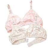 2025 Smooth Silk Bra 2PCS Ultra Thin Mulberry Silk Bras Plus Size Soft Wireless Daily Sleep Bralette For Women Ladies(White Pink,3X-Large)