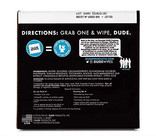 DUDE Wipes Flushable Wet Wipes Dispenser (8 Packs, 50ct Wipe Per Pack), Fragrance Free & Unscented Extra Large Wet Wipes with Vitamin-E & Aloe, for at-Home Use, Septic and Sewer Safe
