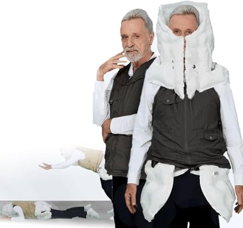 YANGYMM Chaleco Unisex con Airbag AnticaíDa for Ancianos Chaqueta, Chaleco Protector para Personas Mayores, Chaqueta Protectora de ActivacióN RáPida en 0,08 S, ProteccióN Integral de 270°,Black-L