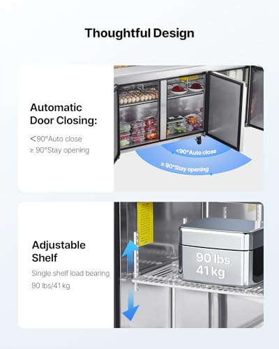 Image of VEVOR 72 inchW Commercial Refrigerator, 18.7 Cu. Ft Sandwich Prep Refrigerated Table, Mega Top Food Prep Fridge with 18 Pans and Cutting Board, Stainless Steel Salad Prep Cooler for Restaurant, Food Truck | 18.7 Cu Ft 3-Door Mega Top Salad Cooler, Thick Cutting Board, Stainless Steel Food Prep Fridge, for Restaurant, Food Truck