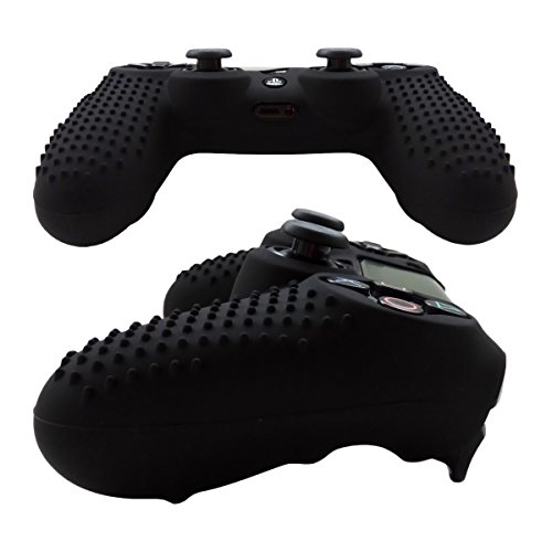 Pandaren Ps4 Controller Grip,Studded Anti-Slip Ps4 Controller Cover Silicone Skin For Ps4 /Slim/Pro Controller(Black Controller Skin X 1 + Fps Pro Thumb Grips X 8) #TOP5