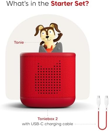 Toniebox 2 Audio Player Bundle for Kids 1+ with Bilingual Playtime Puppy [English/French] - Sunset Red — view 2