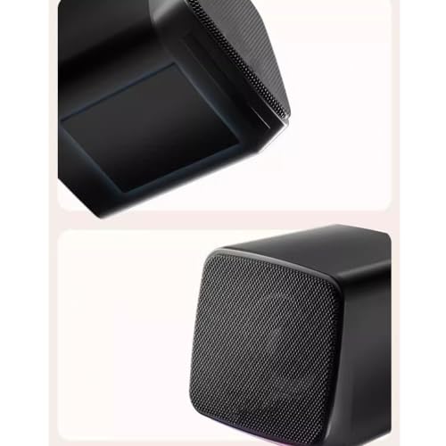 Computadora y escritorio pequeño con altavoz externo de cable y audio envolvente 6