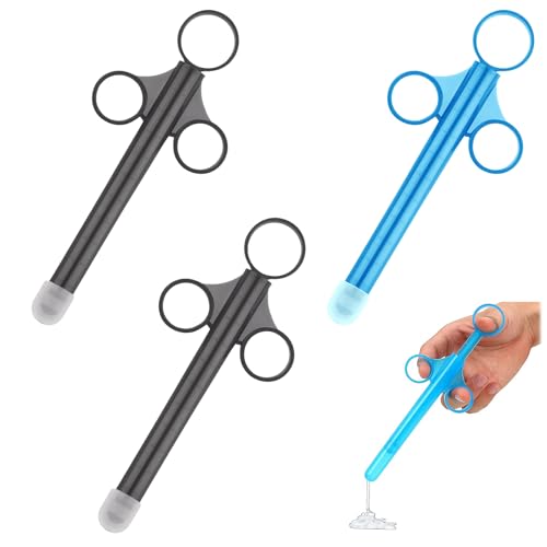 3 PCS Schmiermittel Applicator, Wiederverwendbar Schmiermittel Spritze, Vagina Reinigungswerkzeuge Anal Vagina Syringe mit Zugschlaufe und Fingergriff für Schmierstoffe Schmierstoffe (Blau Schwarz)